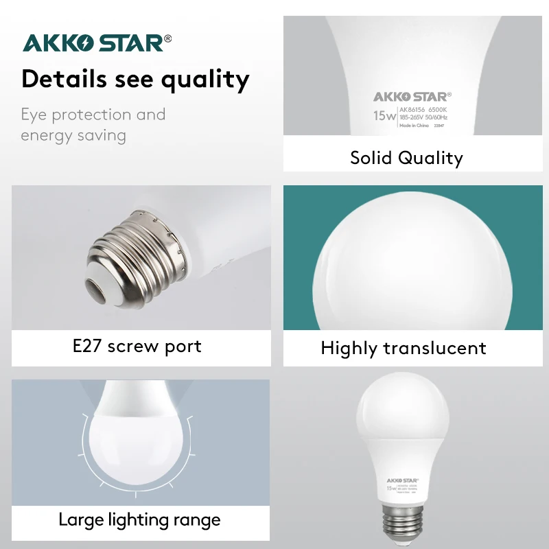 AKKO STAR E27 B22 Led Bulb Light Hot Selling Plastic Aluminum 3w 5w 7w 9w 12w 15w 18w 25w Globe AC 90 80 Noas Led Ampul -25 - 45