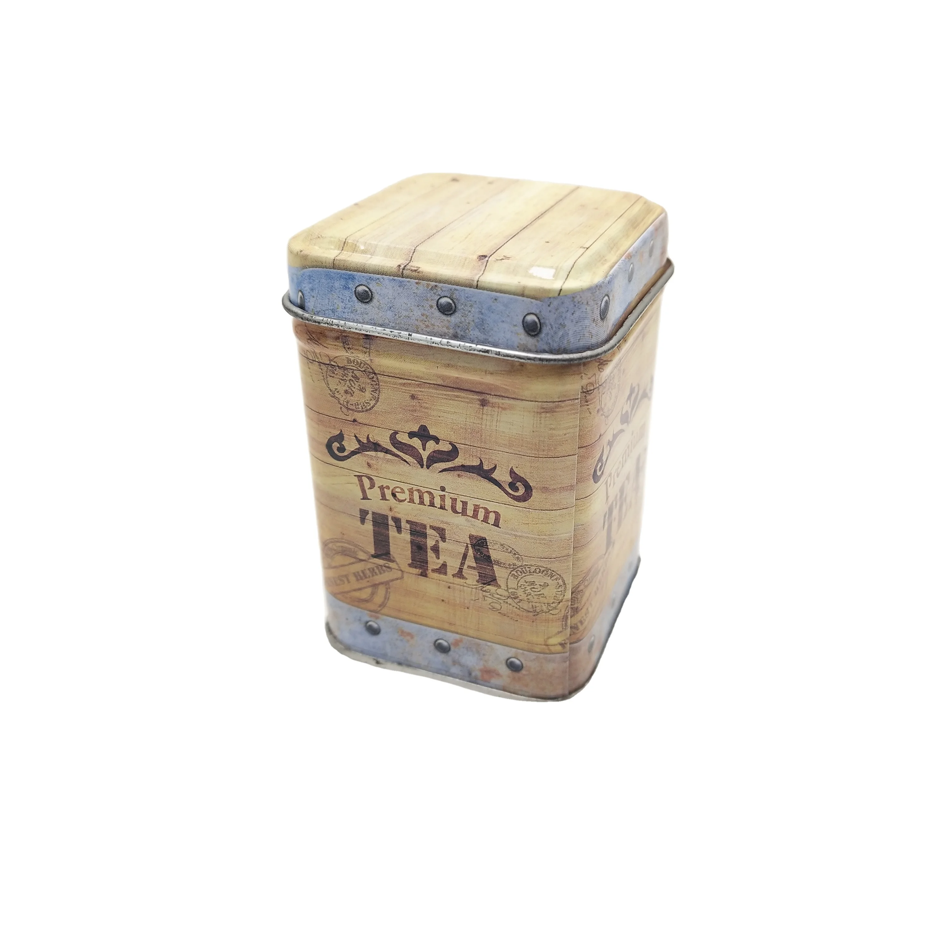 2023 Small Mini Square Silver Plain Tea Tin Bulk Aluminum Tea Light Tin Box With Lid