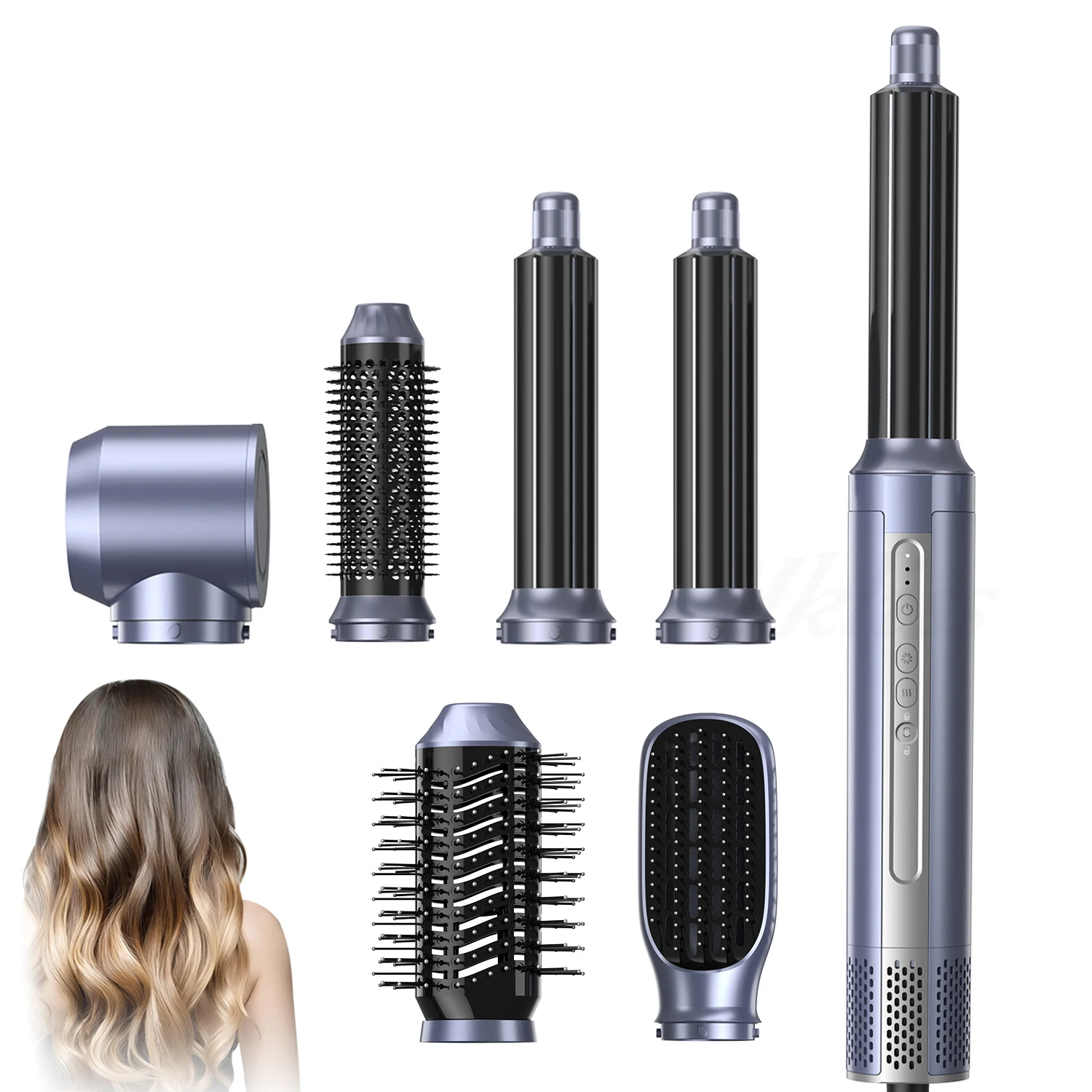 Newest 6 in 1 Hot Air Hair Styler Electric Heatless Hair Dryer Brush Set