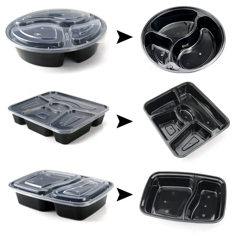 Takeaway PP Plastic Disposable Microwave Bento Box 500ml 700ml 1000ml 1 2 3 4 5 Compartment Food containers Frozen Lunch Box