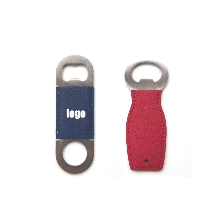 Изготовленный на заказ подарок логотип PU Кожа из нержавеющей стали пивной соды открывалка для бутылок