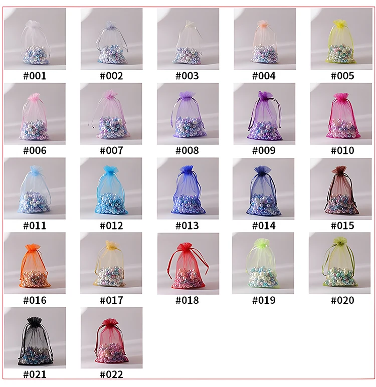 Gordon Ribbons Wholesale Drawstring Gift Organza Sheer Pouches Handmade Colorful Pouches for Jewelry Package