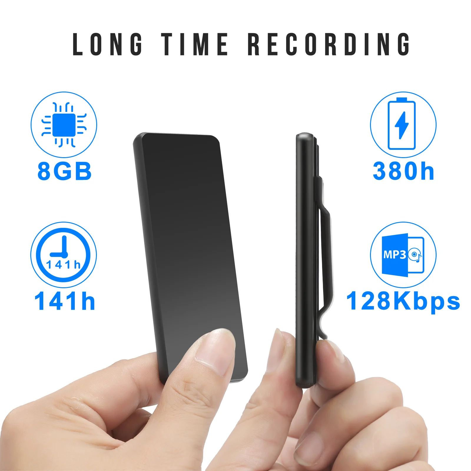V55 Voice Recorder Pen 1100mAh USB Flash Digital Voice Recorders Super Thin Mini Body 150H Continuous Long Life Dictaphone