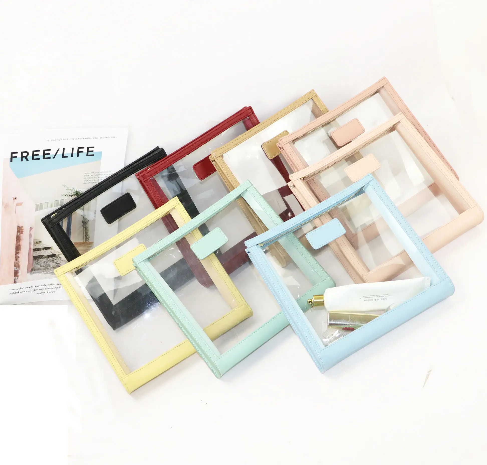 Personalized Custom Logo PVC Clear Zipper Tpu Makeup Bag Storage Crocodile pattern Clutch Cosmetic Bag For Travel Toiletry