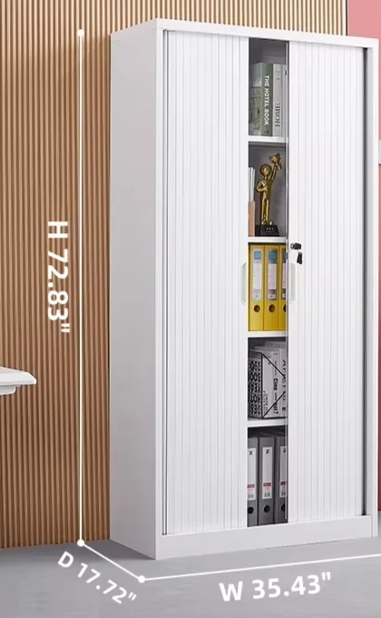 Double Sliding Door Rolling Shutter Storage Steel Cabinet Tambour Door Top Filing Cupboard Office