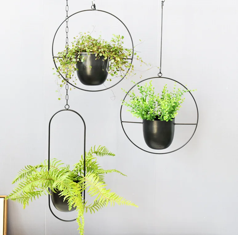 Железная подвесная корзина, цветочный горшок, стеллаж для цветов, настенное украшение, настенная подвесная корзина для цветов для балкона