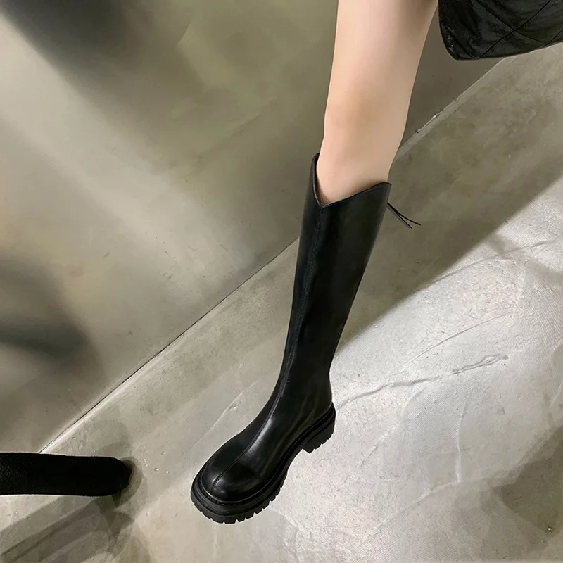 XinZi Rain ODM/OEM botas custom women chunky lace up round toe custom platform boots knee high boots