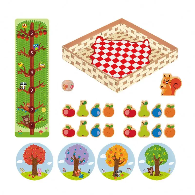 Montessori Early Education Educational Toy Animal World Squirrel Cognitive Toy Animal Diet Matching Fruit Tree Cognitive Game