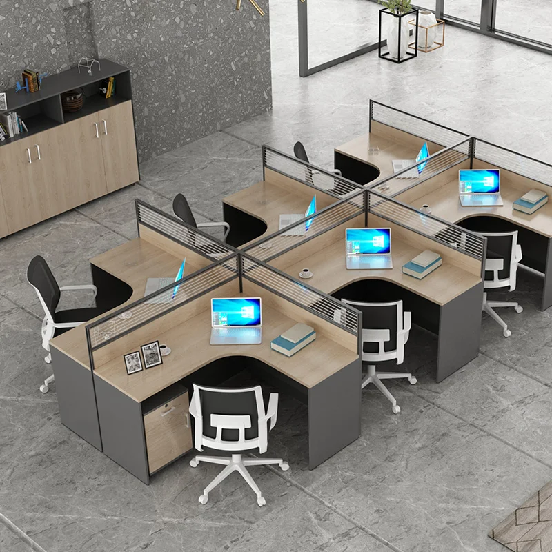 Modern Wooden Mfc  Office Desk L Shape Staff Office Workstation Commercial Office Furniture