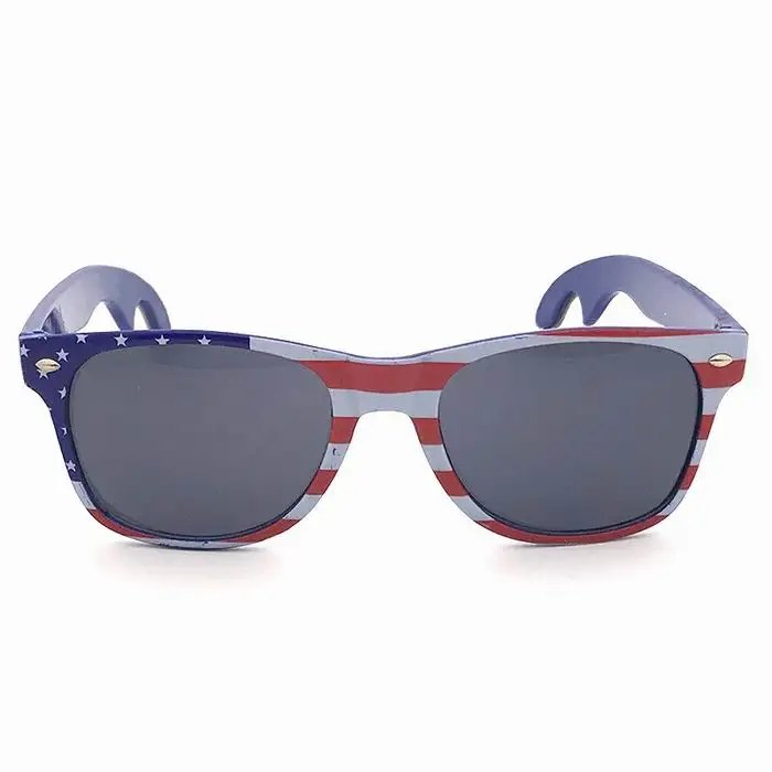 Custom Logo Sunglasses with Bottle Opener PC Lens Bottle Opener Sunglasses USA Flag Printing Sunglasses with Bottle Opener