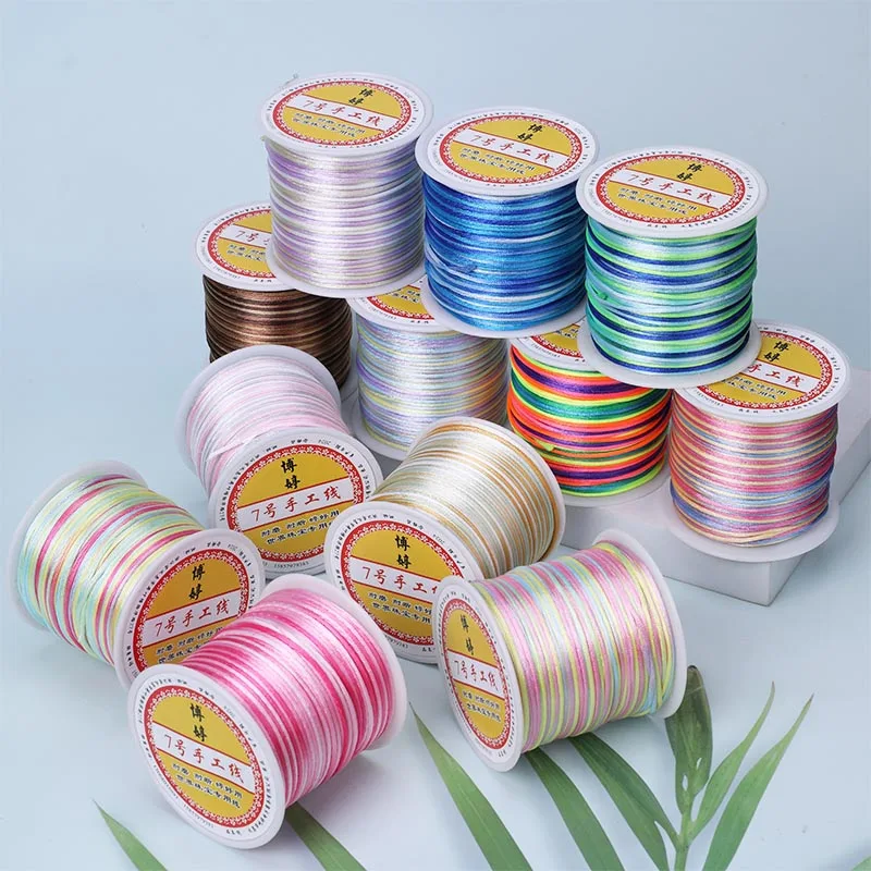 Color gradient 7 thread nylon rope Chinese knot tassel bracelet Braided rope braided rope DIY handmade wire