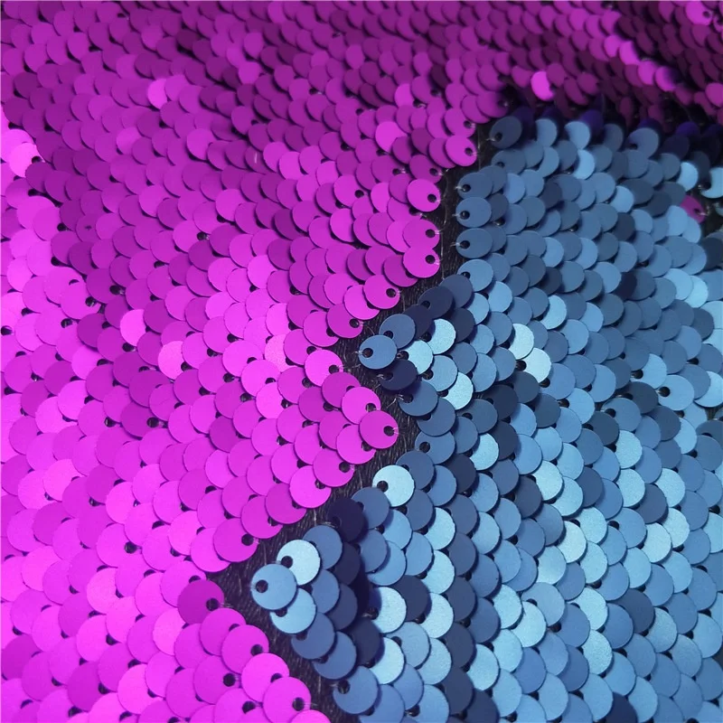 Hot sale 5MM double-sided sequin embroidery mesh fish scale flip fancy tulle fabric for Stage background wall