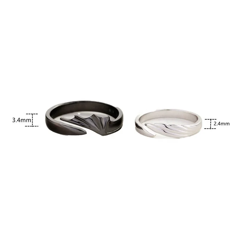 Wholesale Beautiful Cute Alloy Couple Ring Lovers Trendy Fashion Simple Black and White Opening Adjustable Ring