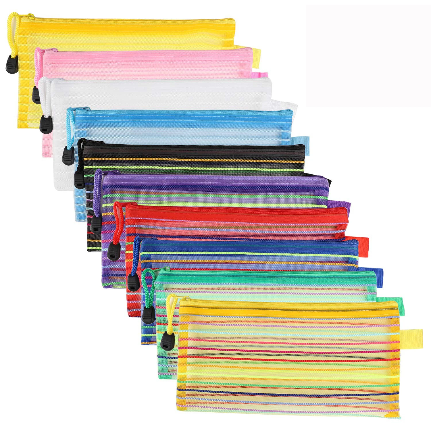 Gelory Zipper Mesh Pouch Pencil Pouch Zipper File Bags Multipurpose Travel Bags for Office Supplies Travel