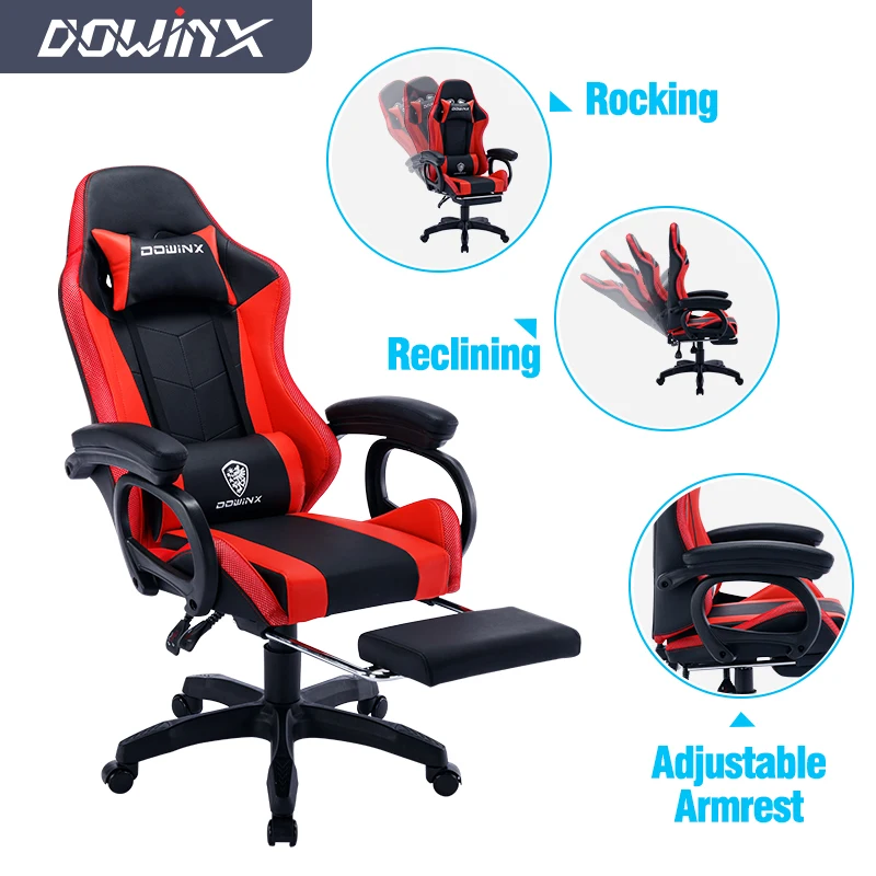 Ergonomic Computer Chair with Massage and Footrest Reclining Game Chair for Adults Gaming Chair with Speakers and LED Lights