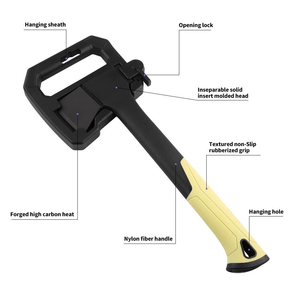 best seller Splitting Axe Synthetic Textured Rubber Grip Chopping Axe Non-Stick Camping axe