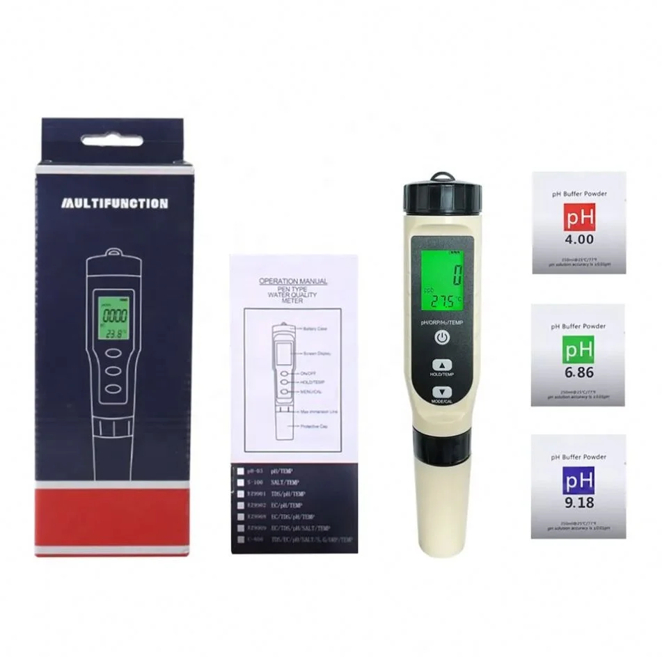 High Accuracy 4 in 1 Digital pH/ORP/H2/Temp Meter Hydrogen Concentration Tester for Drinking Water