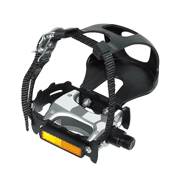 YH-76X Alloy Exercise Bike Pedal Spin Bike Pedal with Toe Clips and Straps