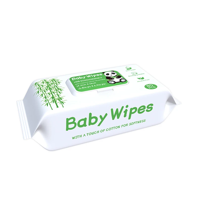 Custom Babys Wet Wipes Natural Water Bamboo Water Sensitive Biodegradable Organic Cleaning wet and dry screen cleaning wet wiper