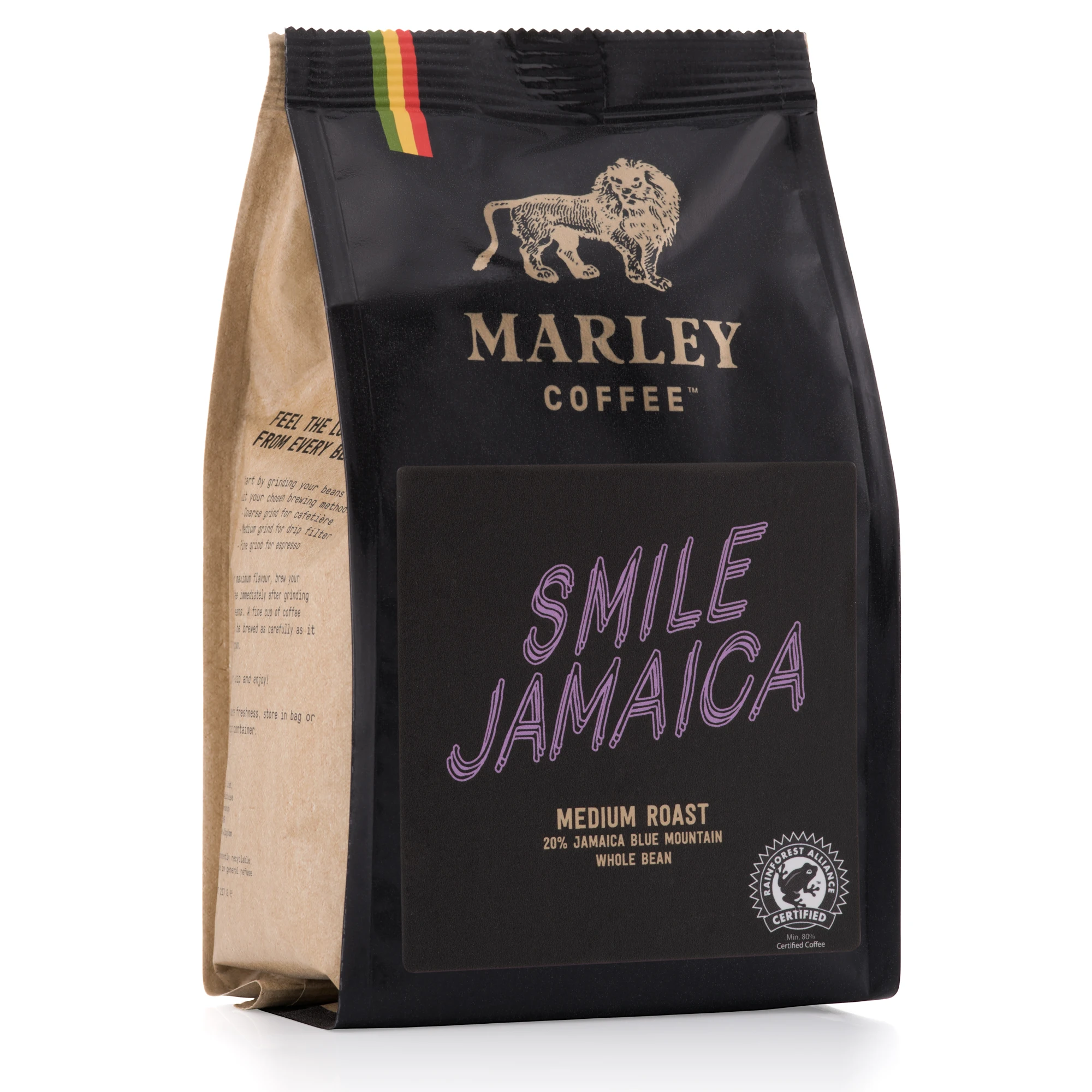 
 Smile Jamaica, среднее жареное 20%, сочетание голубой горы Jamaica из семьи Боба Марли тропического леса, сертифицировано 6x227 г  
