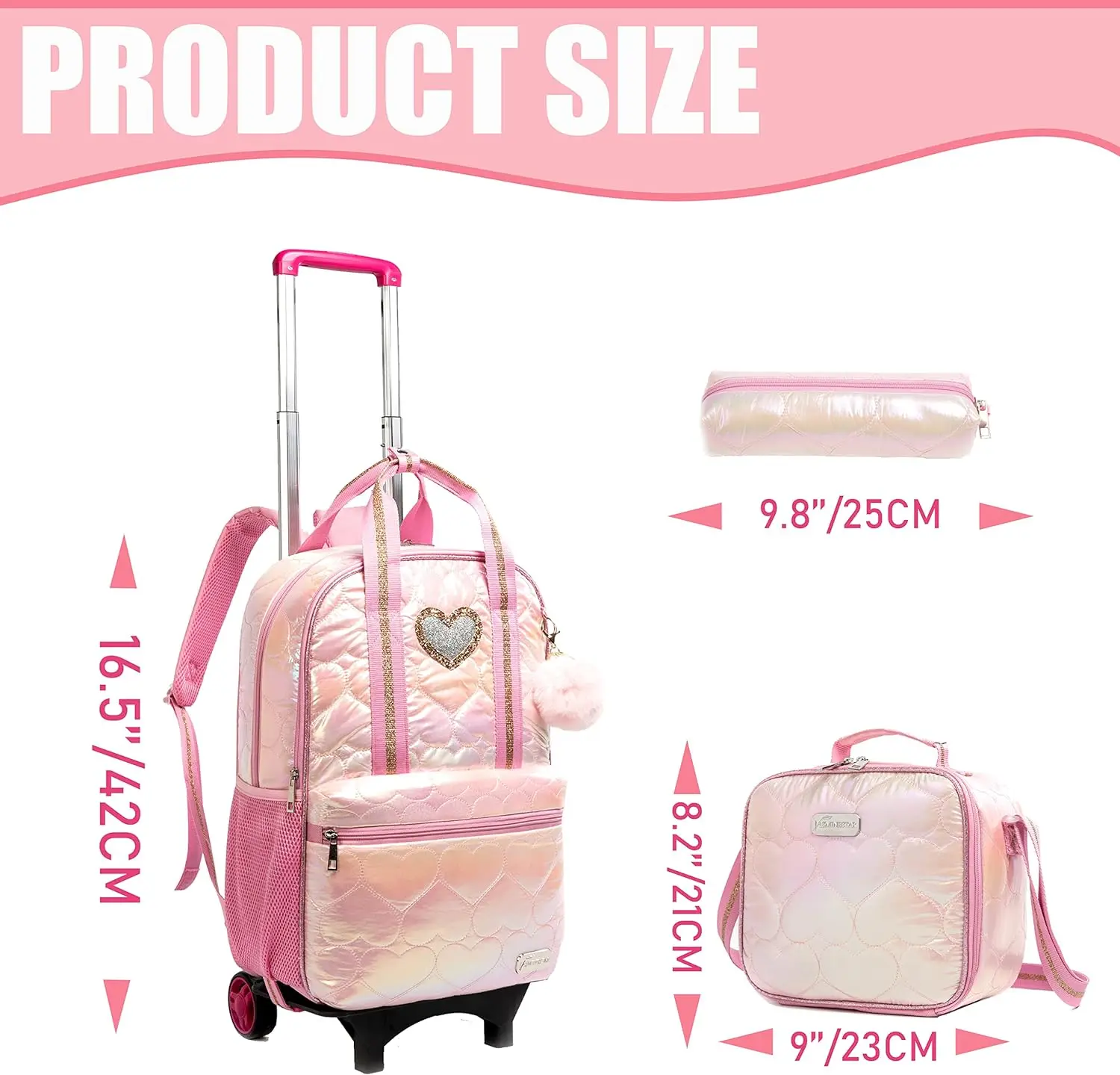 3pcs Set Pink School Bags Backpacks Schoolbag Fashion Kids trolley Backpacks Girls School Bag Student Mochila school backpack