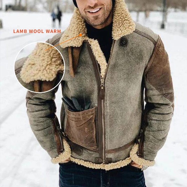Winter blouson erkek mont custom baseball jacket este polaire homme Mens heavyweighty Warm thick Fur Coat Leather Jackets