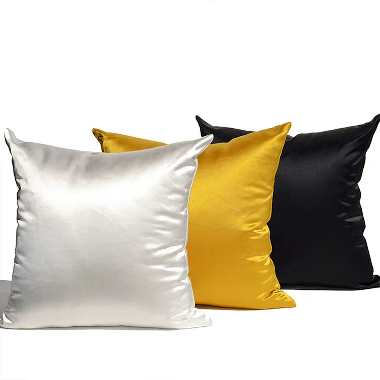 Solid Color luxury silk throw pillow case cover silk satin cushion covers for sofa car