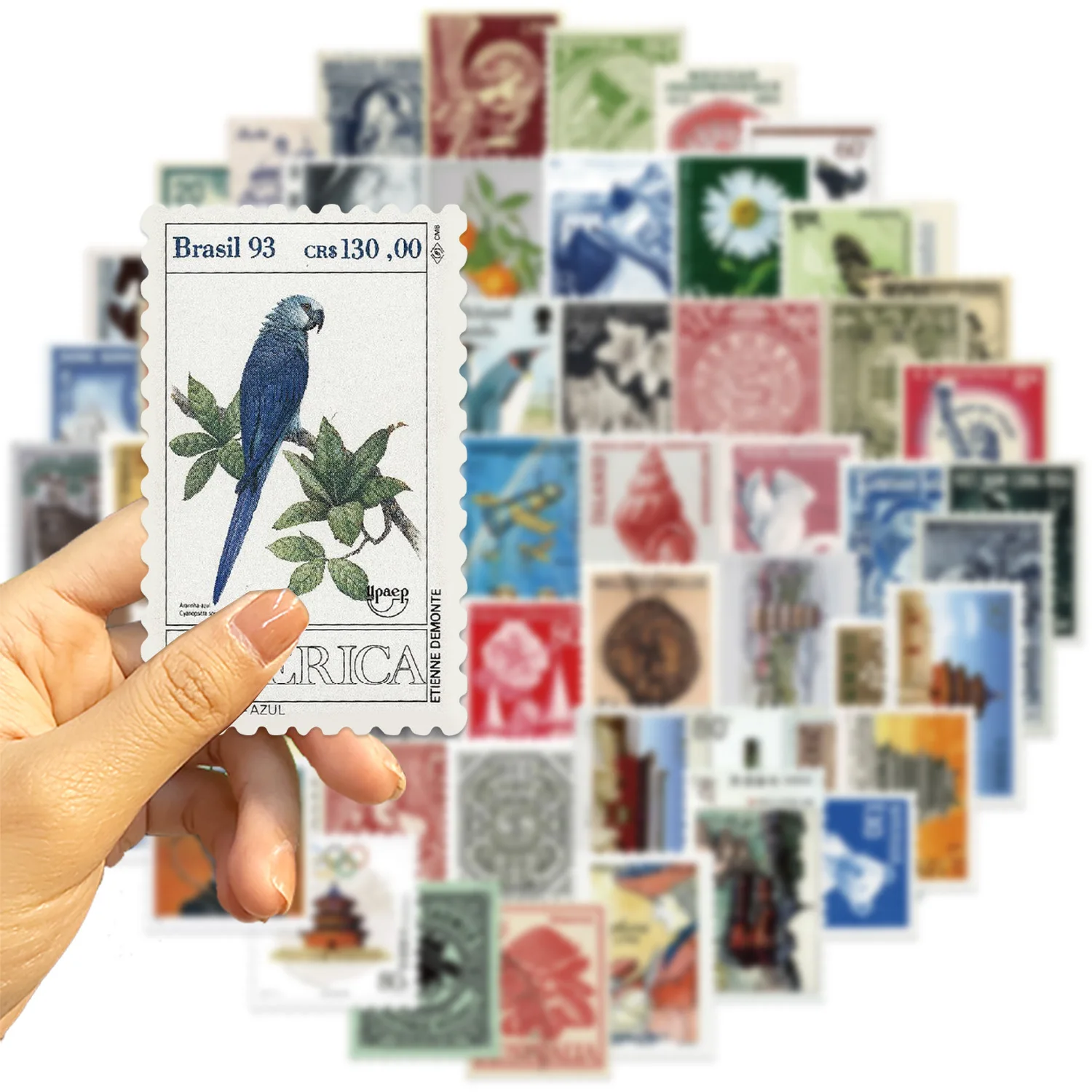 64PCS Retro Postmark Die Cut Stickers for Kids Teens Adults, DIY Vinyl Waterproof Motorcycle Stickers Decals Wholesale