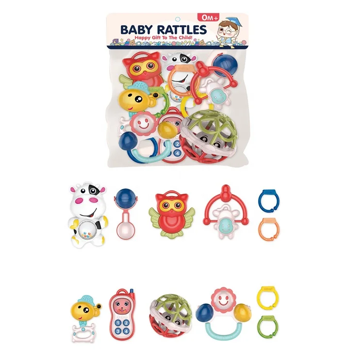 Baby Newborn Rattle Handbell Ring Hanging Shaking Toy baby rattle set 12 pcs