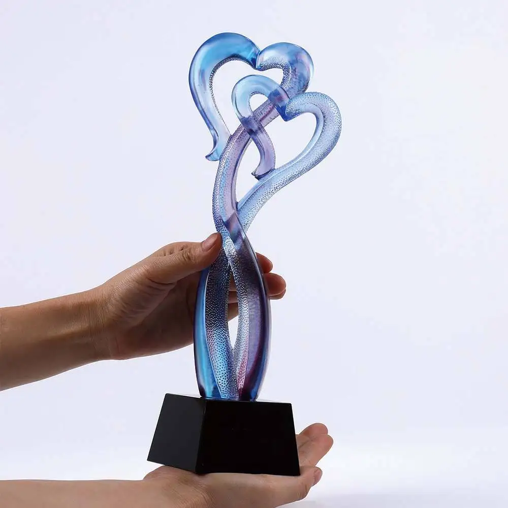 Честь хрустального хрусталя, новейшая версия, индивидуальный стеклянный трофей в форме сердца для сувенирного подарка