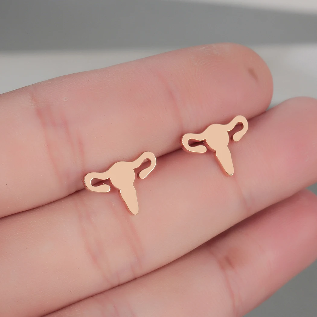 Tiny Uterus Studs Women Men Medical Health Care Post Earring Unique Science Biologic Jewerly Gift