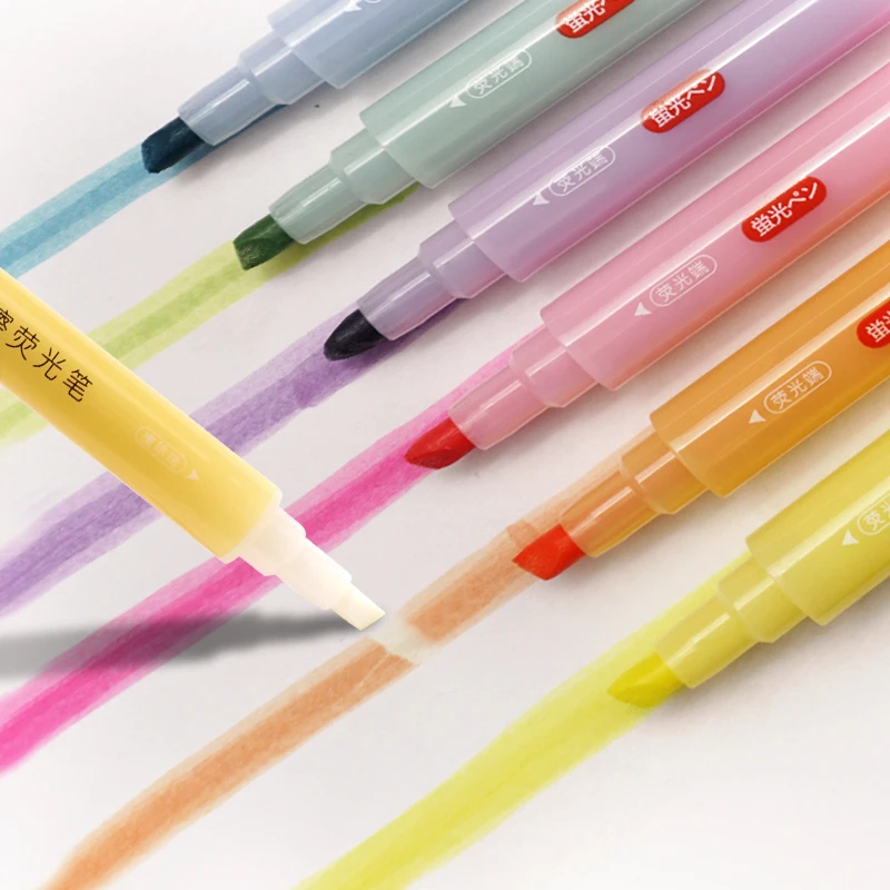 Ready to ship Erasable Highlighter Pen Doube-headed for Adults Kids Students School Office Stationary set Supplies Gifts 6 Color