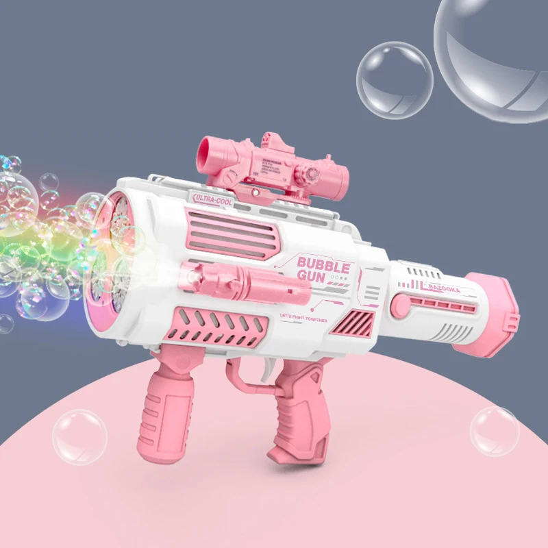 With light Rocket bubble gun machine toy outdoor summer Built in bubble liquid multi-color electric rocket bubble gun