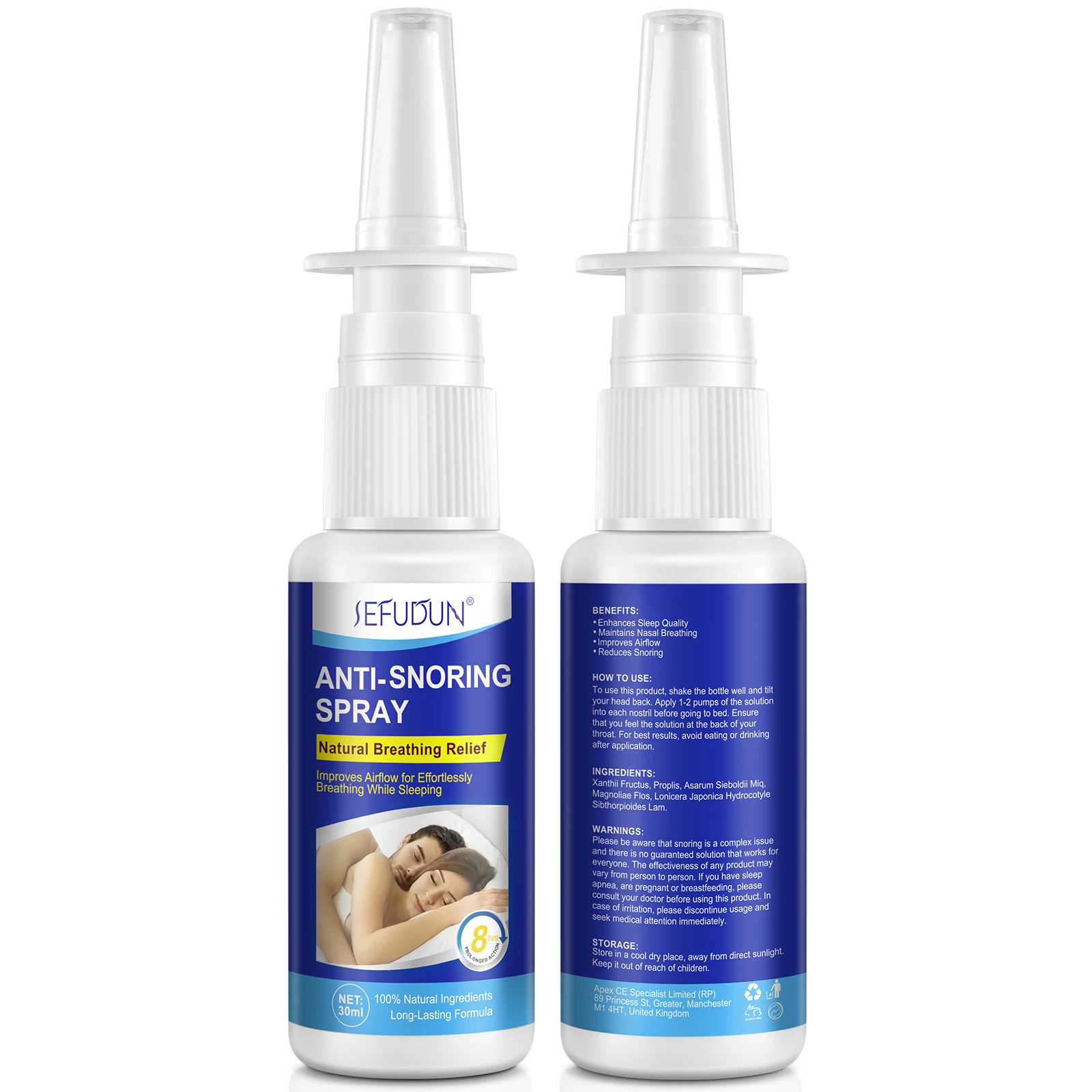 SEFUDUN elevates sleep quality natural breathing relief custom chinese herbs medical anti snore nasal spray 30ml,spray nasal