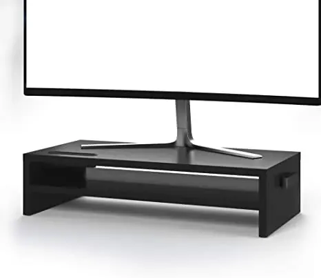 Bamboo home Monitor Stand Riser with Storage Organizer, Desktop Monitor Stand Riser with Cellphone Holder and Cable Management