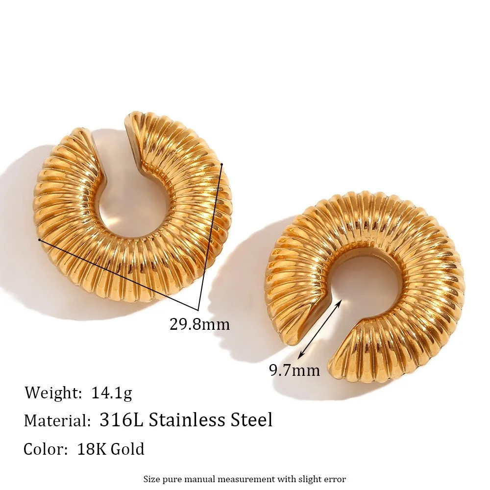 Custom Jewelry Non Piercing Tube Huggie Stainless Steel Clip On Earring Chunky Ear Cuff Earrings