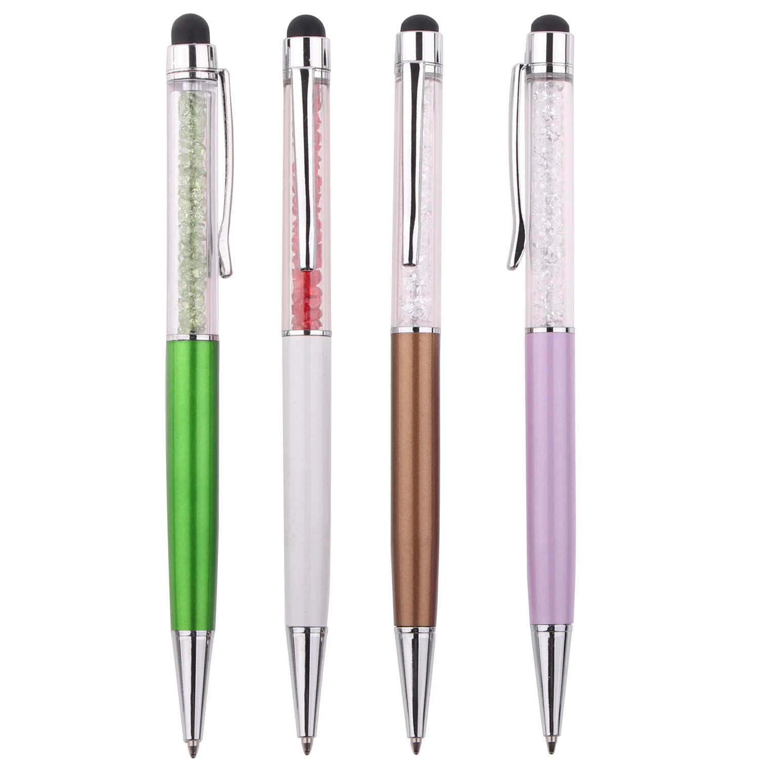 Promotional diamond crystal pen customized logo printed with stylus touch active stylus pen
