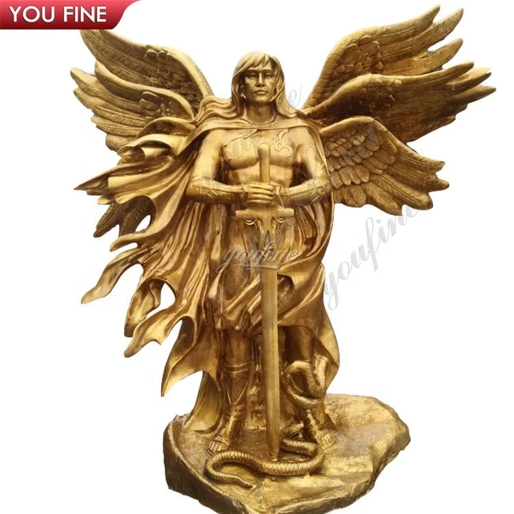 Serpent Fantasy Sculpture Bronze Six Winged Guardian Angel Statue