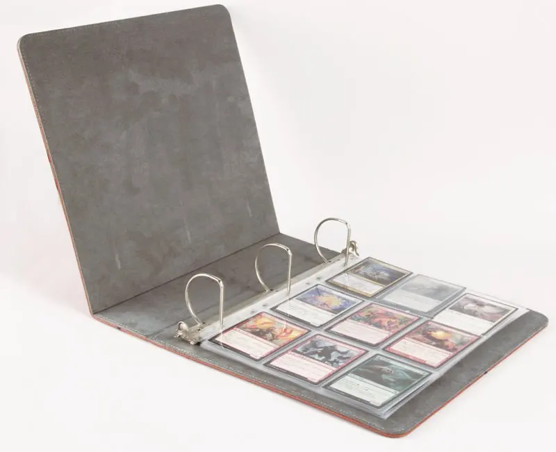 2022 new 3 ring bcw 12 pockets PU leather UG MTG folder game loose leaf notebook sleeve yugioh tcg premium card binder