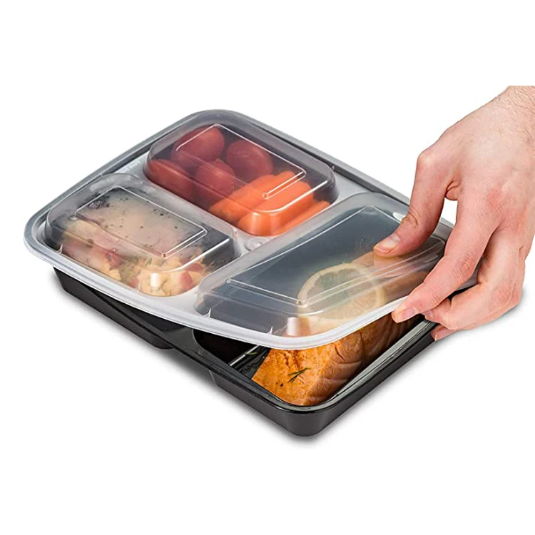 Заводские микроволновые пластиковые пищевые контейнеры, одноразовые пищевые контейнеры с 3 отделениями, контейнеры для хранения еды bento, контейнеры для еды