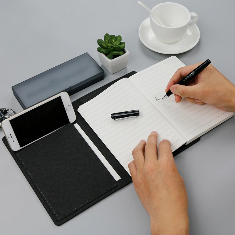 Custom Logo Printed Multifunction Pu Cover A5 Size Wood Free Paper Business Notebook For Gift