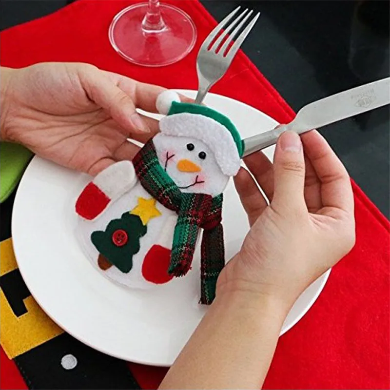 Christmas Silverware Holders Pockets Cutlery Cover Xmas Party Home Table Dinner Knifes Forks Bags Decorations