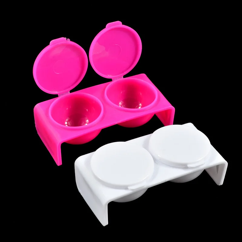 Double Hole Nail Wash Pen Cup Clean Gel Polish Brush Dappen Dish With Cover Acrylic Liquid Plastic Crystal Cup Manicures Tools