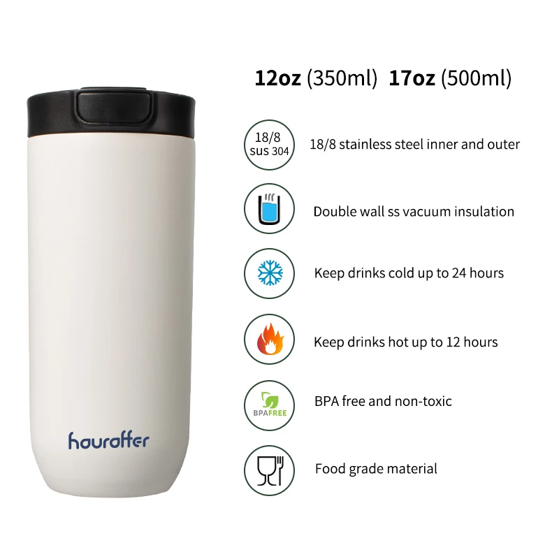 Пользовательские 17 унций termos из нержавеющей стали с двойными стенками Изолированная кофейная кружка колба крышкой нажмите кнопку переключатель бутылка для воды