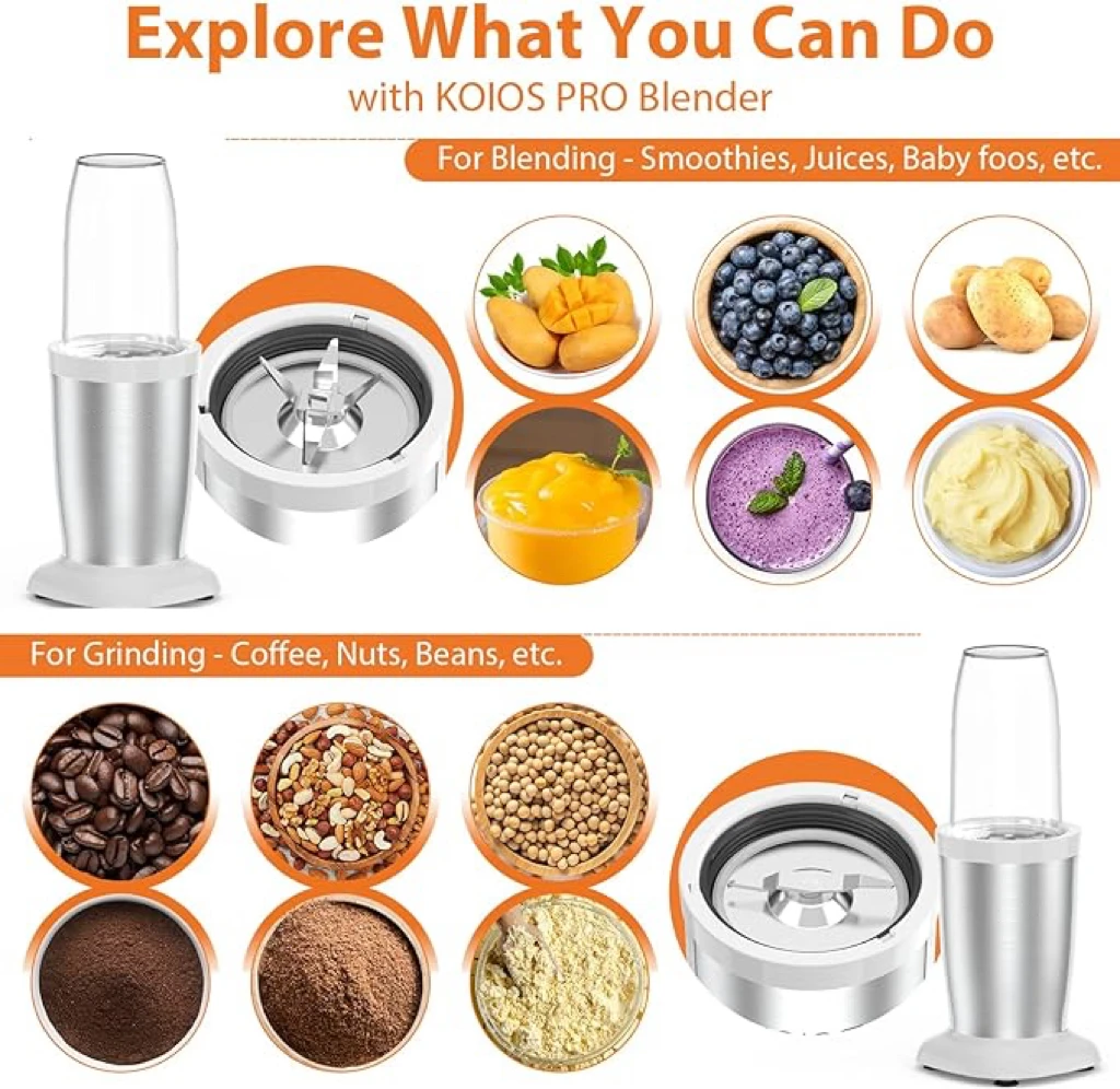 900W Personal Kitchen Mixer Milkshakes Smoothies Baby Food Juicing Beans Nuts Spices Proteins-6-Blade 2x500ML 300ML Cups