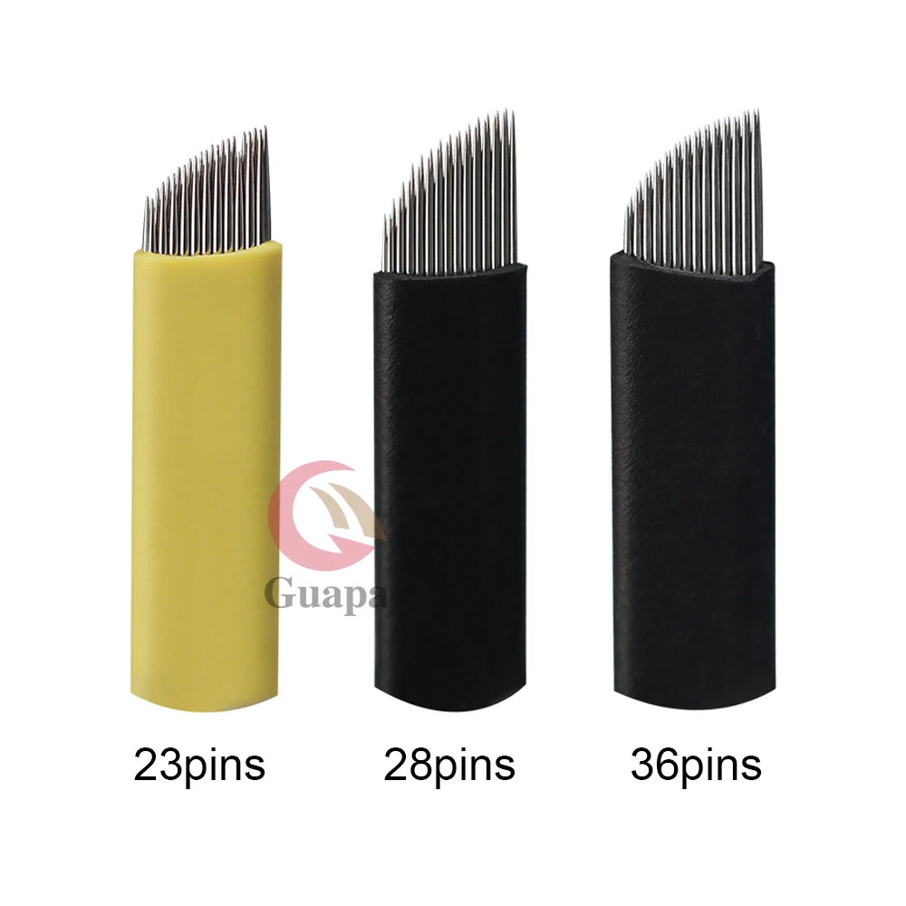 Newest Microblading Tattoo Needles Makeup Tools Double Rows 23pins/28pins/36pins Eyebrow Tattoo Blade For Eyeliner Ombre Brows