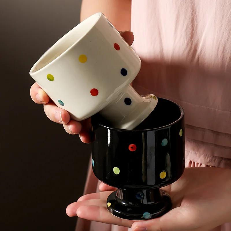 Solhui  Ins creative personality vintage ceramic goblet high appearance home office afternoon tea cup