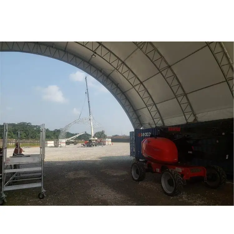 40ft wide Dome steel storage warehouse PVC fabric shipping container canopy shelter with end wall