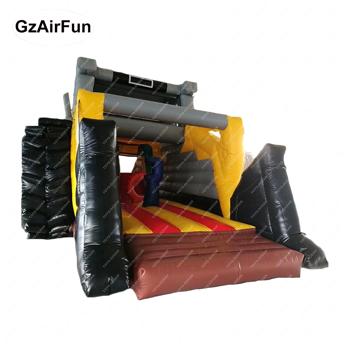 New design large inflatable digger engineer truck excavator slide bouncer castle