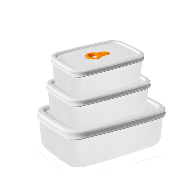New BPA Free Plastic PP Stackable Food Keeper Storage Container Reusable Vacuum Fridge And Microwave 3 Set Organizer For Kitchen